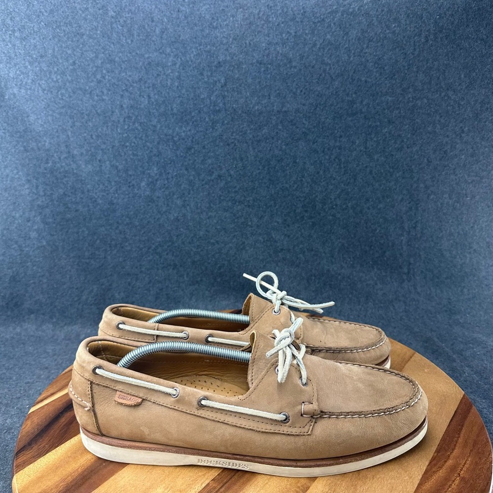 Sebago Docksides Crest Collection Mens 13 Tan Nubuck Leather Boat Shoes 720163